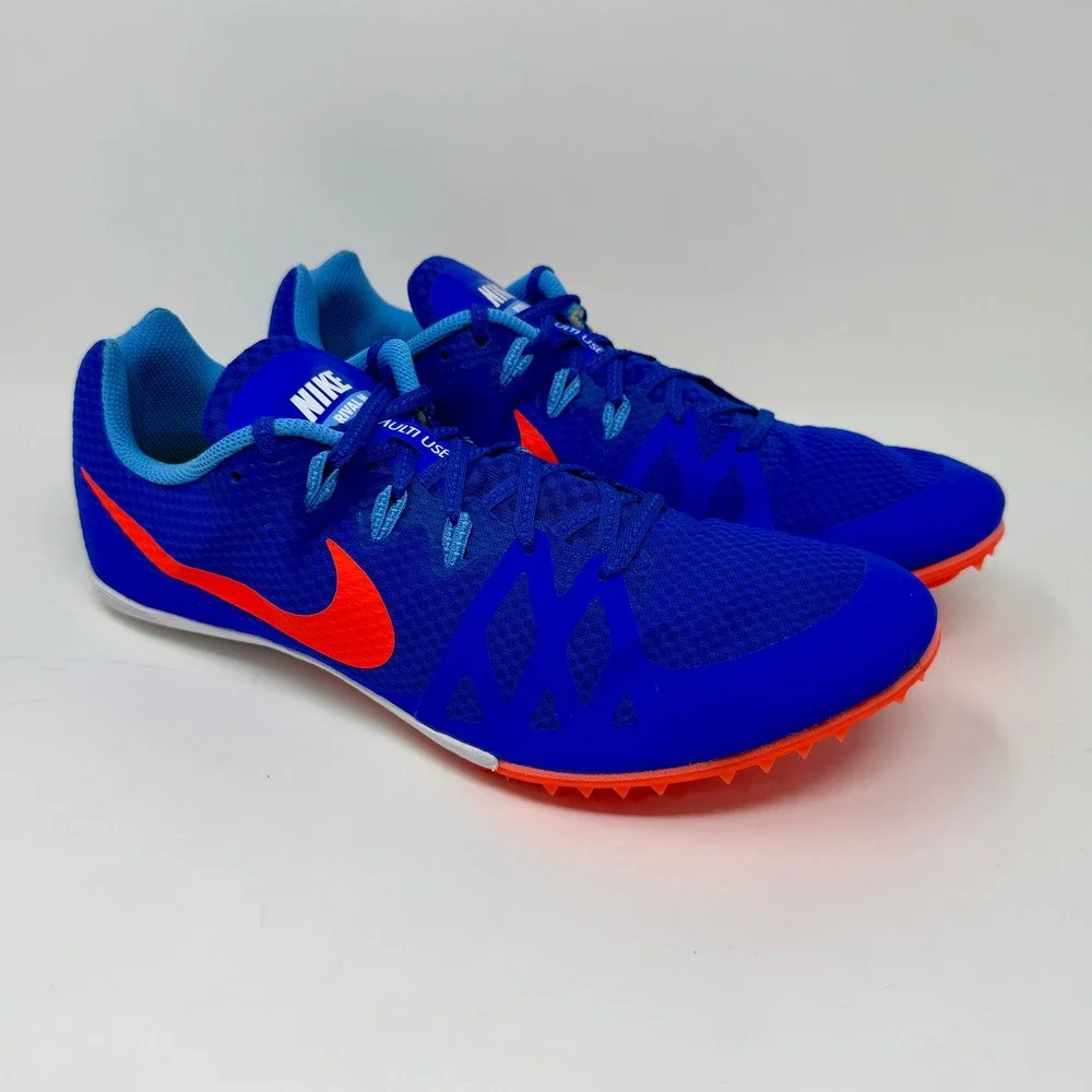 Nike Rival M8 Multi Use Racing Track Cleats with Spikes Blue Orange Mens Size 13